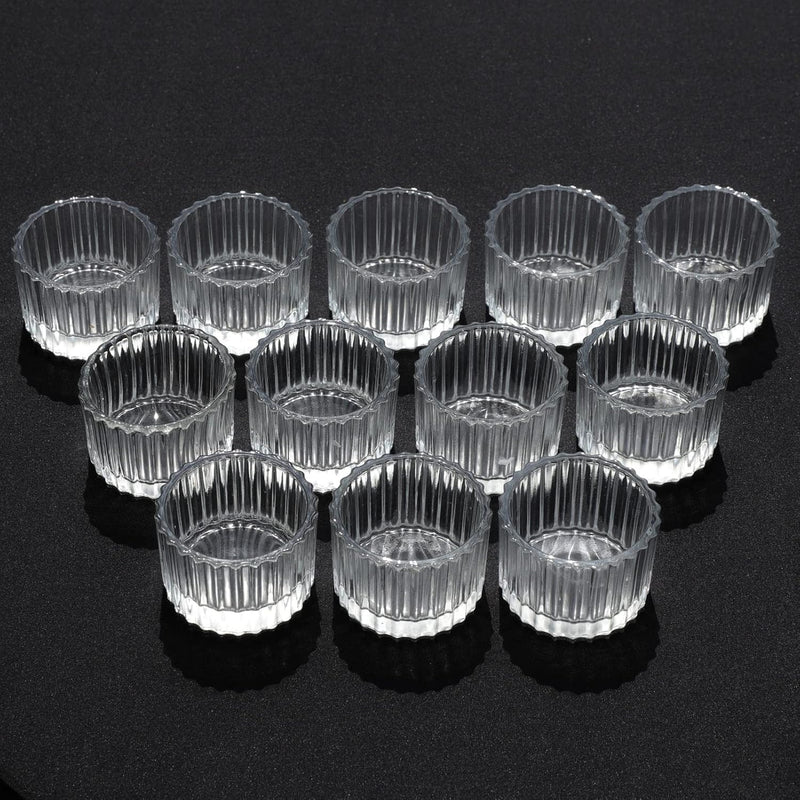 9-Up Clear Tealight Candle Holder Set of 12, Clear Glass Tealight Candle Holders for Wedding Party, Tea Light Candles Holder Bulk for Home Decor