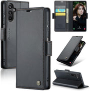 For Samsung Galaxy A73 5G Leather Case RFID Blocking 3 Card Slot Mobile Cover - Black - Galaxy A15 4G / A15 5G Black