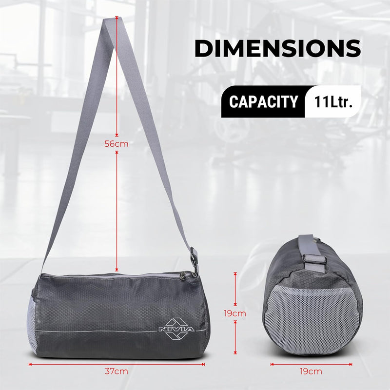 NIVIA Basic Duffle Polyester Bag/Gym Bags/Adjustable Shoulder Bag for Men/Duffle Gym Bags for Men (Grey)