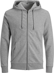 Men's Basic Zip Hood Plus Size Sweatshirt - Light Grey Melange