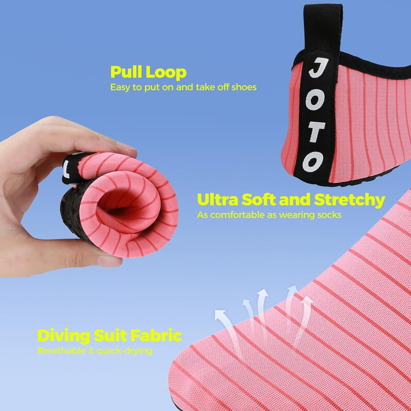 JOTO Water Shoes for Women Men Kids, Barefoot Quick-Dry Aqua Water Socks Slip-on Swim Beach Shoes for Snorkeling Surfing Kayaking Beach Walking Yoga