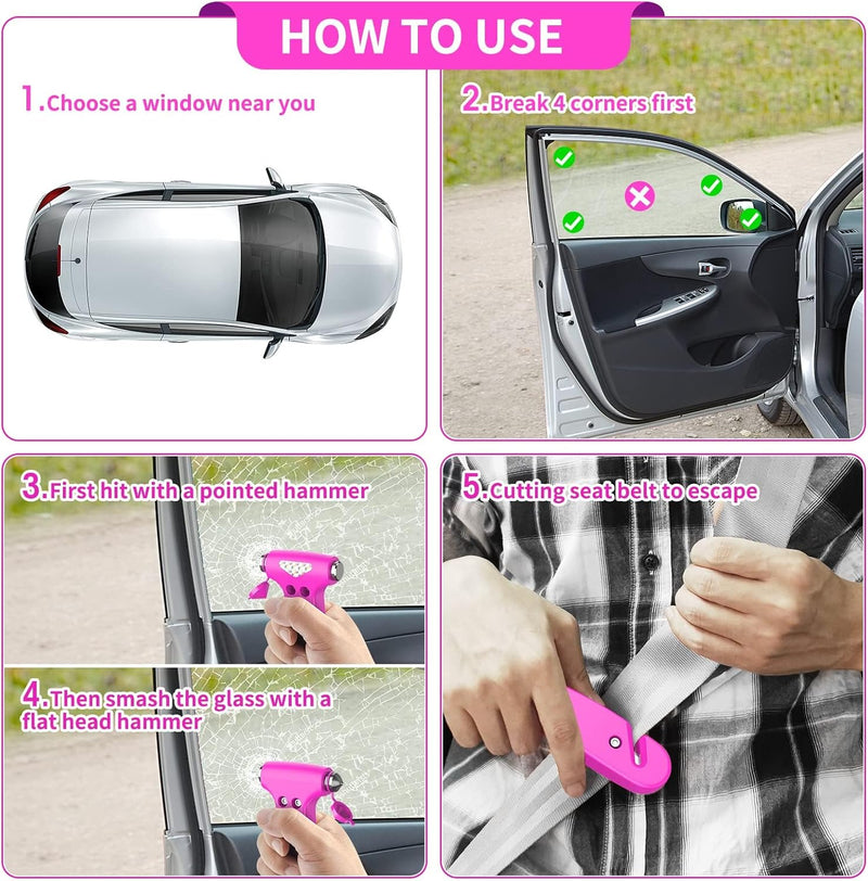 BSUXMAFG Car Safety Hammer, 3-in-1 Emergency Escape Tool with Window Breaker and Seat Belt Cutter, Safety Emergency Car Escape Tool for Car, Office, Home, Black