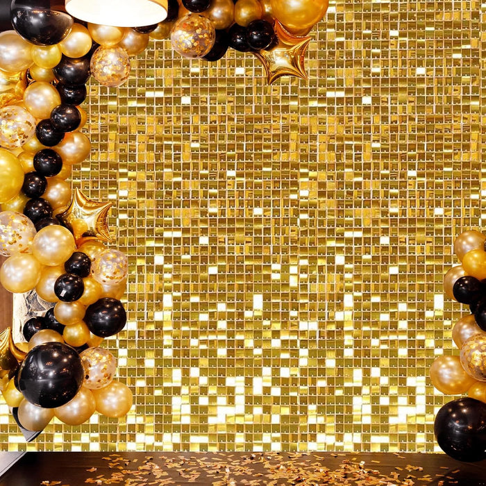 Naozinebi 24PCS Silver Shimmer Wall Backdrop Silver Sequins Backdrop Decoration Panels Photo Backdrops for Birthday Anniversary Wedding Engagement Decoration