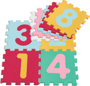 Sunta Mix Textured Numbers Puzzle Baby Mat (32x32cm), Soft, Non-Toxic, EVA Foam, Interlocking Tiles, Made in Malaysia, 9 pcs - Assorted - 30 x 30 cm