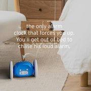 Loud Alarm Clock For Heavy Sleepers on Wheels (Adults Kids Teens Bedroom) Run Away Moving Annoying Jump Roll 1-Time Snooze, Wake Up Energized, Digital- Funny Gift (Blue) - Blue