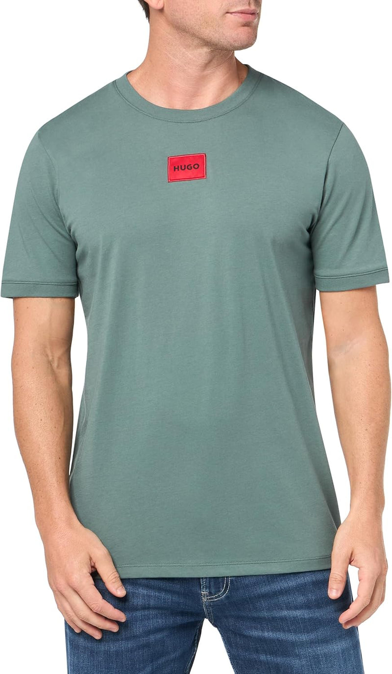 mens Ribbed Crew Neck Regular Fit Center Logo T-shirt T-Shirt - Balsam Green