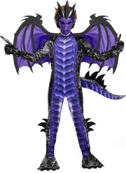 Spooktacular Creations Halloween Kid Dragon Costume, Boys Dragon Wings, Tail and Mask Set for Halloween Dress Up - Purple
