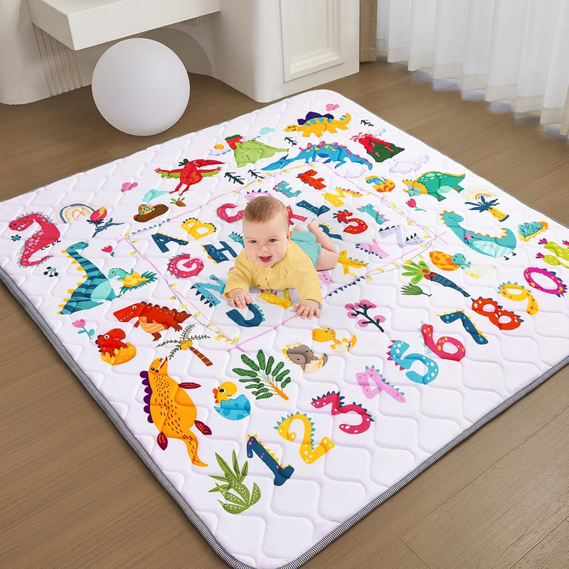 Baby Play Mat for Floor Baby Crawling Mat Foldable Play Mat Thicken Soft Padding Playmats for Babies and Toddlers Infants Easy Care Machine Washable (50" x 50", Leaf)