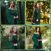 Elf Renaissance Medieval Dress, Fairy Cosplay Set, Traditional Irish Costume, Victorian Flared Sleeve Corset Skirt, Goth Outfit With Ears, Tattoo Stickers, Overknee Socks, Head Rings, Ear Clip