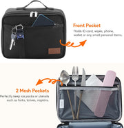 Freezable Lunch Box, Insulated Reusable Lunch Bag with 2 Ice Packs, Mini Cooler Snack Bag for Bento Box for Salad, Sandwich, Snacks for Boys/Girls/Men/Women for School/Work/Daycare, Black