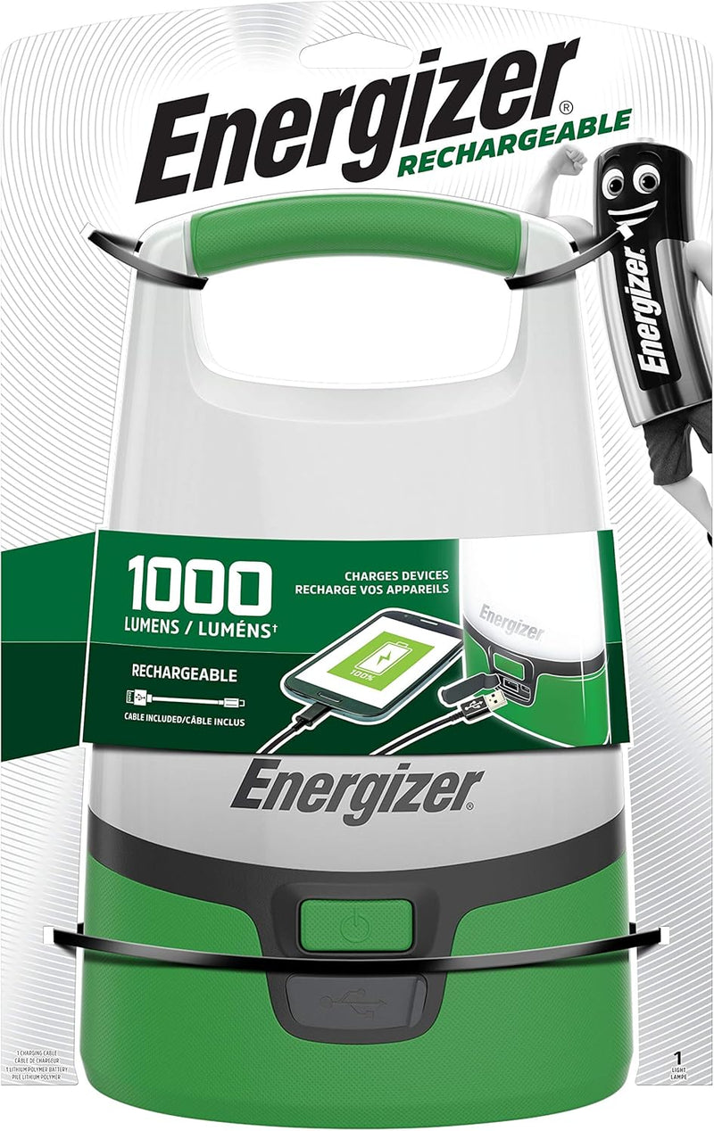 Energizer Vision 360 Led Rechargable Lantern, Water Resistant, 1200 Lumens, Usb Port To Charge Other Devices, Charging Cable Included - Green