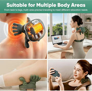 Neck Massager with Hands, Bionic Heated Shiatsu Neck & Back Massager, Wireless Portable Deep Tissue Electric Massage with Human Hand Simulation Heat Function for Neck, Shoulder & Back Relaxation