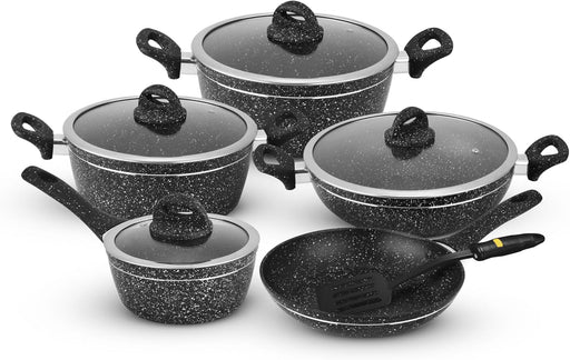 Delcasa Chef Master 10-Piece Cookware Set- DC2284 - Black