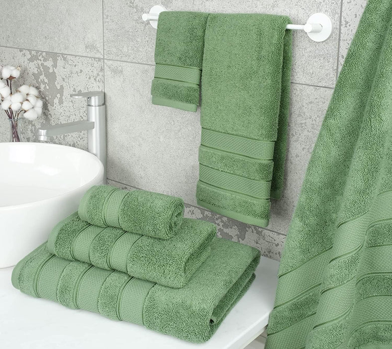 6 Piece Towel Set Luxury Hotel Quality 600 GSM 100% Turkish Genuine Cotton, 2 Bath Towels, 2 Hand Towels, 2 Washcloths, Super Soft & Absorbent - (Bright White, 6 Piece Towels)