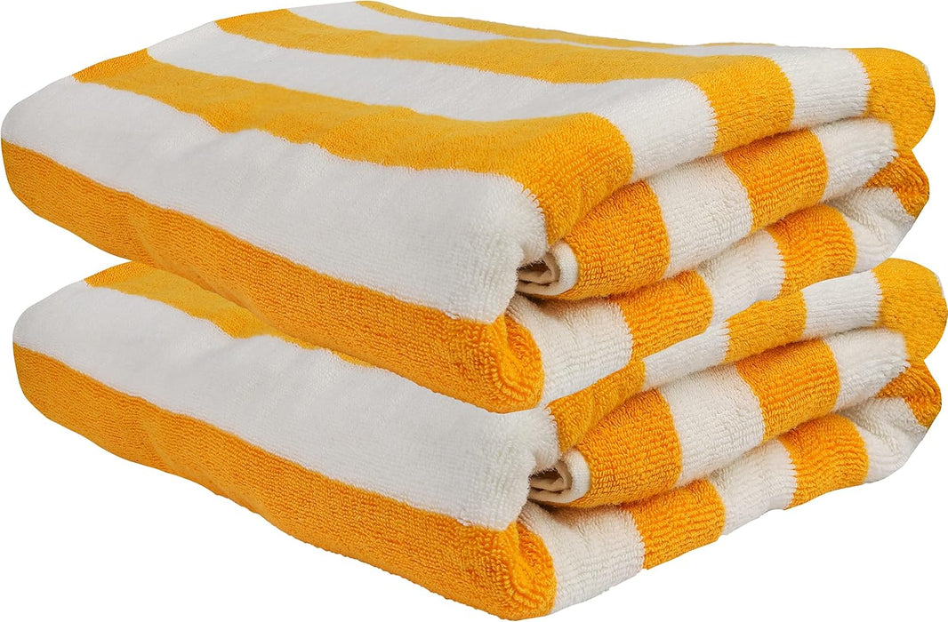 Bliss Casa Oversized Beach Towels (2 Pack, 90x180 cm) - Extra Large 100% Cotton Summer Pool Cabana Stripe Highly Absorbent & Soft Towel (Beach Towel - 2PC, Blue)