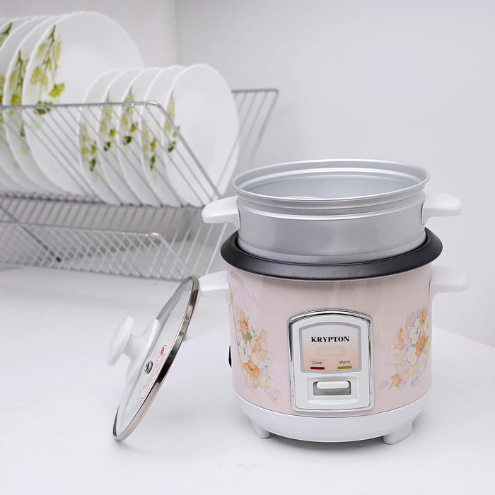 Krypton 350W 0.6L Rice Cooker With Steamer | Non-Stick Inner Pot, Automatic Cooking, Easy Cleaning, High-Temperature Protection, Knrc6054, Multicolour"Min 1 year manufacturer warranty"