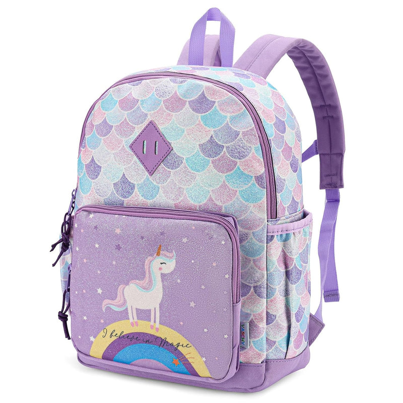 VASCHY Kids Backpack Girls Boys Cute 16 Inch Primary School Backpack with Chest Strap Buckle and Multiple Compartments