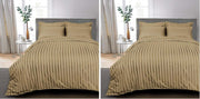 Easy Living Stripe 3Pcs Duvet Cover Set 220x240 cm with 2 Pillow Cases; White Size: Double - 160x220 (Pack of 2) Brown