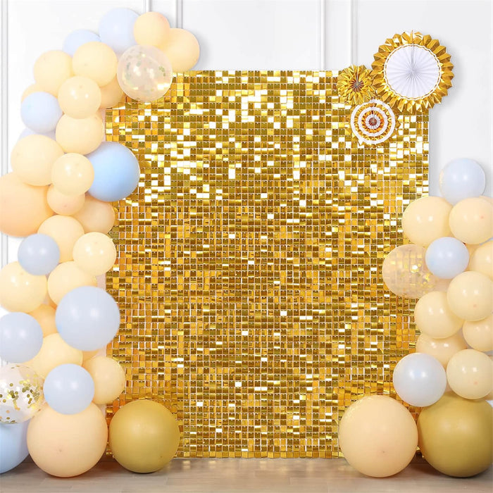 LuoluoHouse Red Shimmer Wall Panel Glitter Sequin Backdrop Panel of 24 Shiny Backdrop for Party Event Background Foil Back Drop