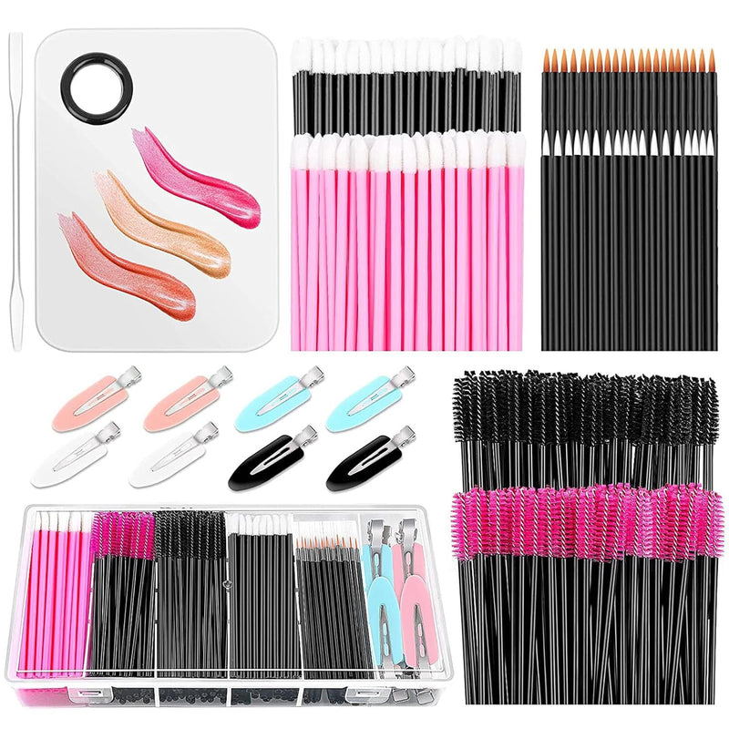 Vineen YHOME 230PCS Disposable Makeup Applicators Kit - Artist Supplies With Lip Brushes, Eyeliner Brushes, Mascara Wands, Hair Clips and Storage Box