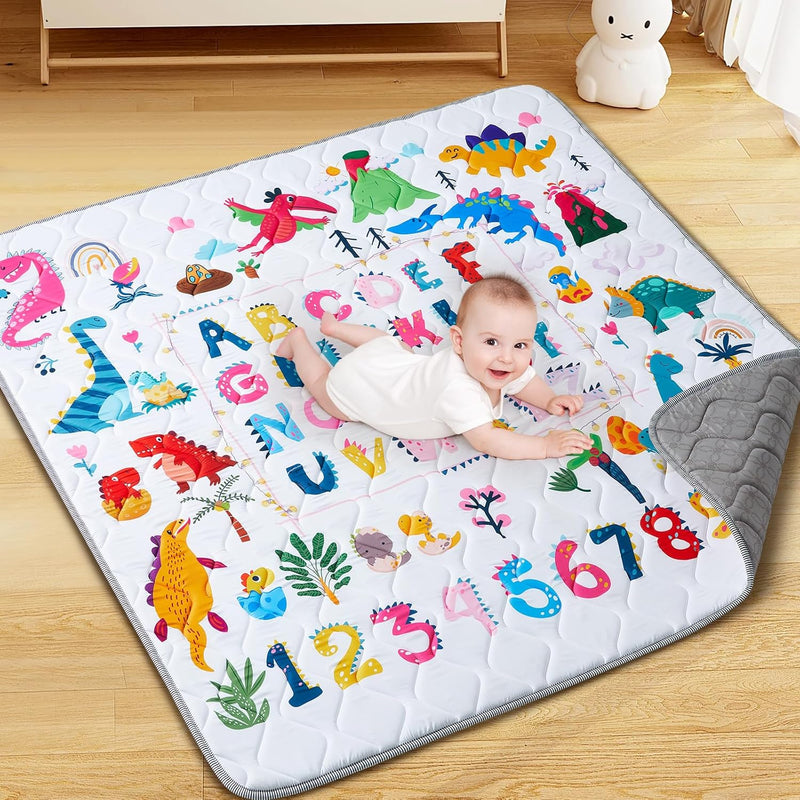 Baby Play Mat for Floor Baby Crawling Mat Foldable Play Mat Thicken Soft Padding Playmats for Babies and Toddlers Infants Easy Care Machine Washable (50" x 50", Leaf)