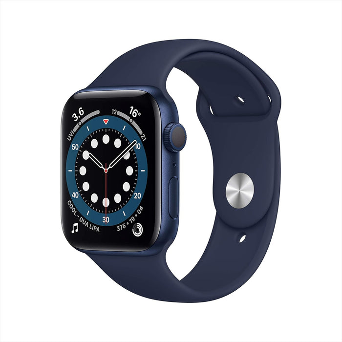 Apple Watch Series 6 (GPS, 44mm) - Space Grey Aluminium Case with Black Sport Band (Renewed)