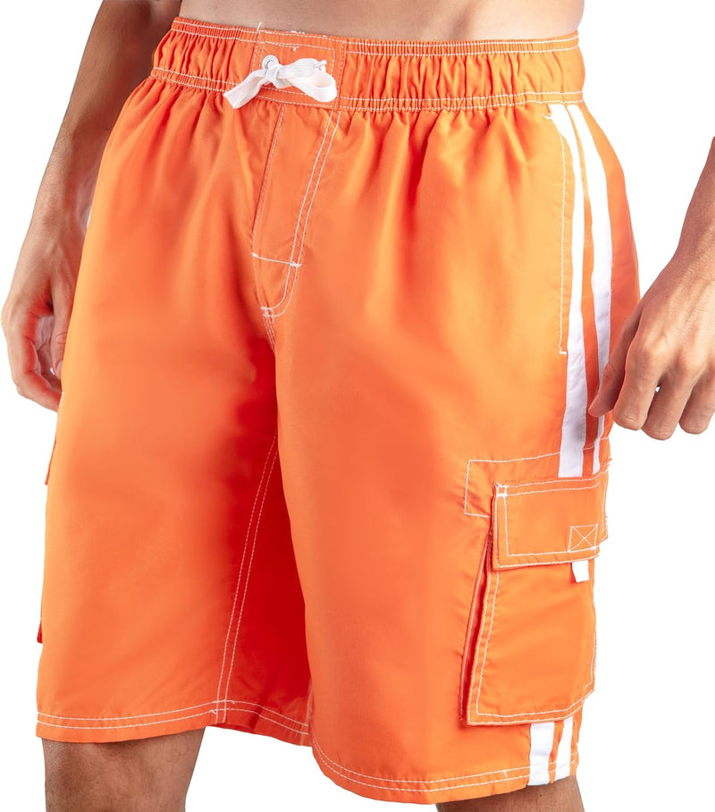 Men's Barracuda Swim Trunks (Regular & Extended Sizes) - Orange