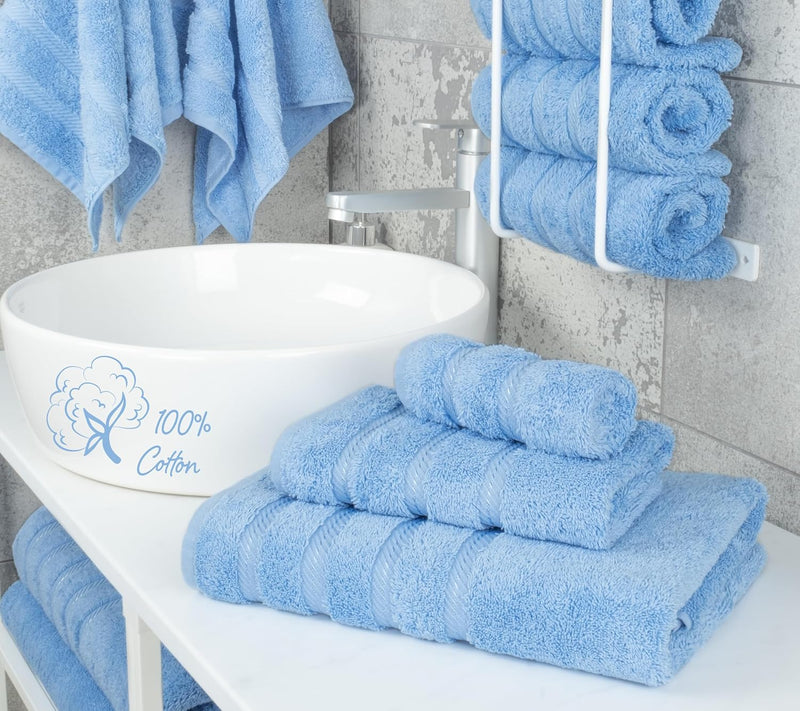 American Soft Linen GMSD 6-Piece 100% Turkish Genuine Cotton Premium & Luxury Towel Set for Bathroom & Kitchen, 2 Bath Towels, 2 Hand Towels & 2 Washcloths [Worth $72.95] - Rockridge Grey