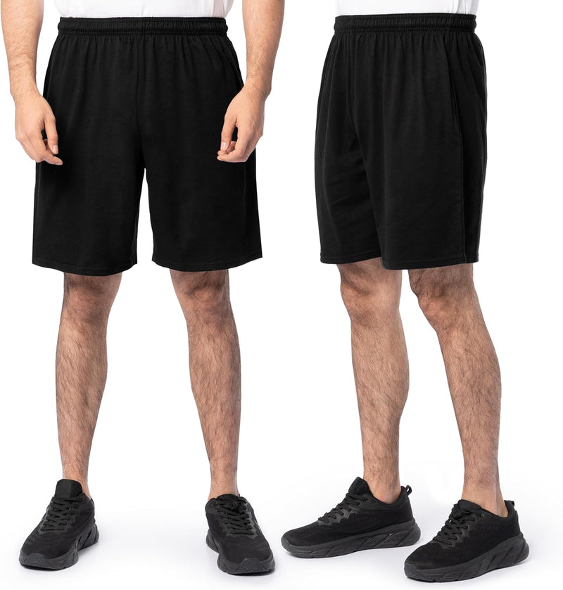 mens Eversoft Cotton Shorts With Pockets (S - 4xl) Casual Shorts - 2 Pack - Black