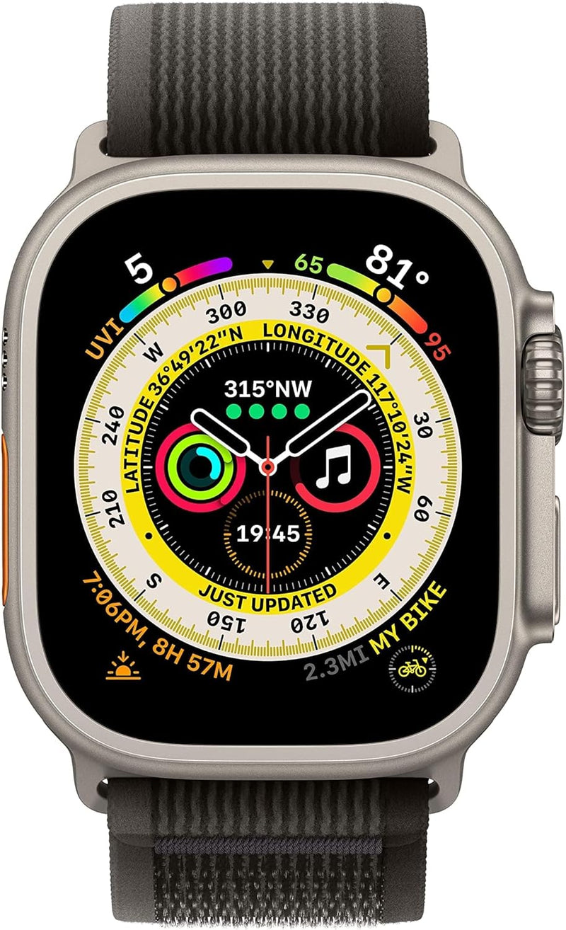 Apple (Refurbished) Watch Ultra (GPS + Cellular, 49mm) - Titanium Case with Black/Gray Trail Loop - S/M