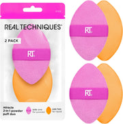 Miracle 2-In-1 Powder Puff, Dual-Sided Makeup Blending Puff, Reversible Elastic Band, Precision Makeup Sponge & Powder Puff, For Liquid, Cream & Powder Products, 1 Count - 1 Count (Pack of 2)