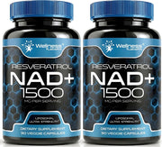 WELLNESS LABSRX NAD Supplement, 1500mg - USA Made Liposomal NAD+ Supplement with Resveratrol, NAD Plus Boosting - Support Cellular Health, Stamina & Healthy Aging - Ultra Strength Capsules - 90 Count (Pack of 2)