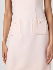 Paris Women's Tweed Shift Dress with Pockets Casual, Rose, 40