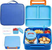 Bento Lunch Box for Kids with Thermo, Leakproof Bento Box with 8oz Insulated Food Jar, Lunch Bag, BPA Free Dishwasher Safe 4 Compartment Container for School Girls Boys (Pink) - Blue1