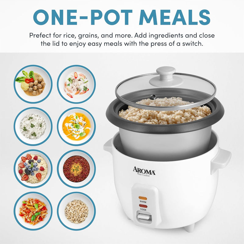 Aroma Housewares 6-Cup Pot-Style Rice Cooker, White (1)