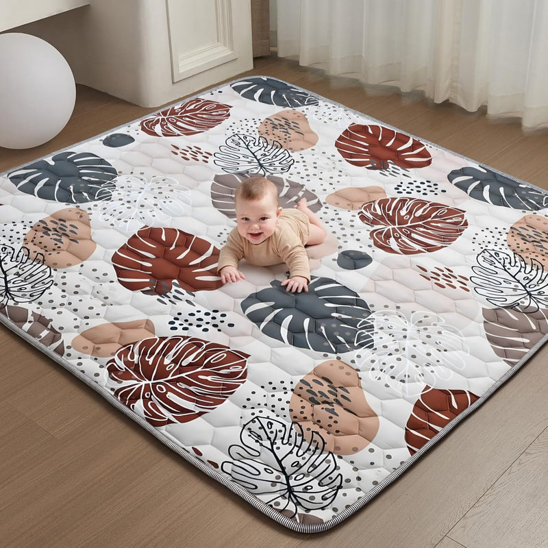 3Clock Playpen Mat Foam Thick, Baby Play MAT, Cotton Filling, Thickened Anti-Slip Baby Mat for Floor Playpen, Foldable and Machine Washable Baby Floor Crawling Mat (71 * 59In)