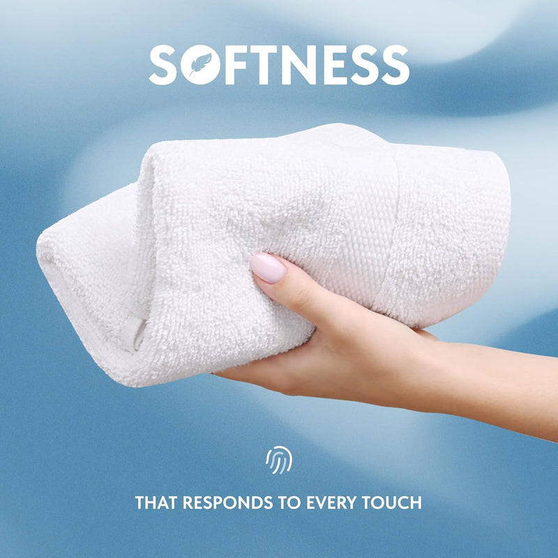 White Classic Luxury Cotton Washcloths - Small Hotel Spa Bathroom Face Towel | 12 Pack |