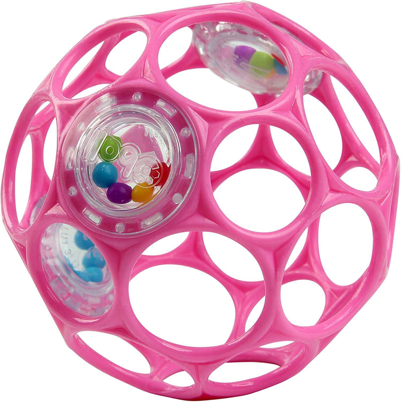 Bright Starts Oball Easy-Grasp Rattle BPA-Free Infant Toy in Teal, Age Newborn and up, 4 Inches - Pink