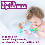 Tub Works® Savanna™ Mold Free Bath Toys, 6 Pack | Sealed, No Hole Bath Toys Design Keeps Moisture Out | Soft, Squeezable & Float on Water | Easy-Grip Baby & Toddler Bathtub Toys | Great Baby Pool Toys