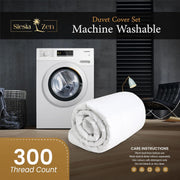 Premium 100% Egyptian Cotton Duvet Cover King 260x240cm with 2 Pillowcases, 300TC Percale Weave, Soft & Comfy Luxurious Hotel Quality Comforter Cover, All Season Bedding Set (White, King) - White Twin/Single