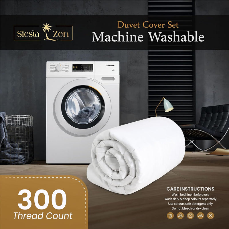 Premium 100% Egyptian Cotton Duvet Cover King 260x240cm with 2 Pillowcases, 300TC Percale Weave, Soft & Comfy Luxurious Hotel Quality Comforter Cover, All Season Bedding Set (White, King) - White Twin/Single