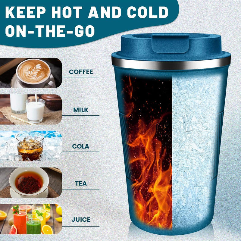 BuyOn Travel Coffee Tumbler Stainless Steel Double Wall Vacuum Hot and Iced Coffee Cup Hydro Flask Drinks Insulated Mug with Leakproof Lid for Home Office Gym Outdoor Work (WHITE, 380ML)