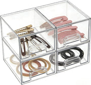 4 Pack Small Clear Stackable Storage Drawers,Acrylic Bathroom Makeup Organizer,Plastic Storage Bins For Vanity, Undersink, Kitchen Cabinets, Pantry, Home Organization - 4pack-small