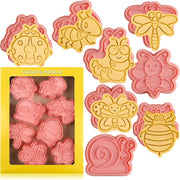 Sakolla (Set of 8) Christmas Cookie Cutters with Plunger Stamps Set, Gingerbread Boy/Girl Snowman Santa Claus Snowflake Christmas Tree Reindeer Cookie Cutters - Insect Cookie Cutters With Plunger Stamps