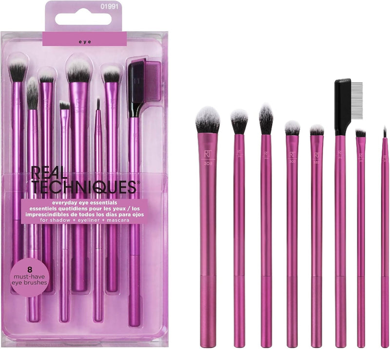 REAL TECHNIQUES Everyday Eye Essentials Lidschatten-Pinsel-Set, 8-teilig - Everyday Eye Essentials