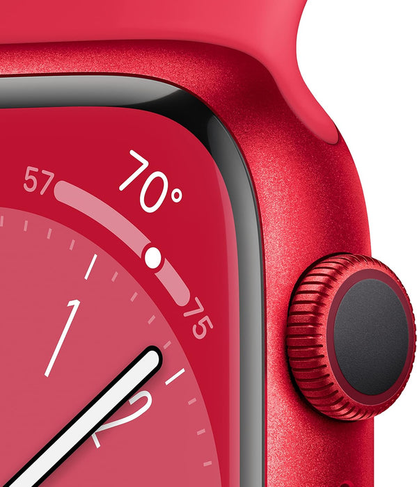 Apple New Apple Watch Series 8 (GPS 41mm) Smart watch - Midnight Aluminium Case with Midnight Sport Band - Regular. Fitness Tracker, Blood Oxygen & ECG Apps, Water Resistant (Renewed)