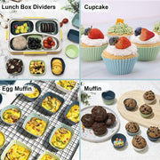 52 Pcs Silicone Bento Box Accessories Set - Lunch Dividers, Food Picks & Muffin Cups, BPA Free Kids Lunch Containers for School, Picnic, Party, Travel