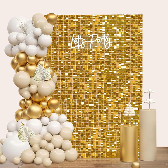 LuoluoHouse Shimmer Wall Panel Sequin Backdrop 36 Panel Birthday Wedding Background Decoration Walls Anniversary Engagement Decorations
