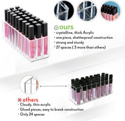 FAJ Lip Gloss Holder Organizer, 27 Spaces Clear Acrylic Makeup Lipgloss Display Case
