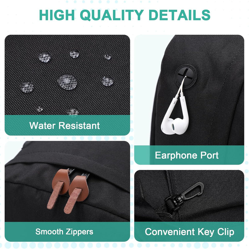 VASCHY Men's Backpack, Women's Waterproof School Bag, Boy Girl Computer 15.6 Inch Vintage for School, College, Work, Travel, Leisure